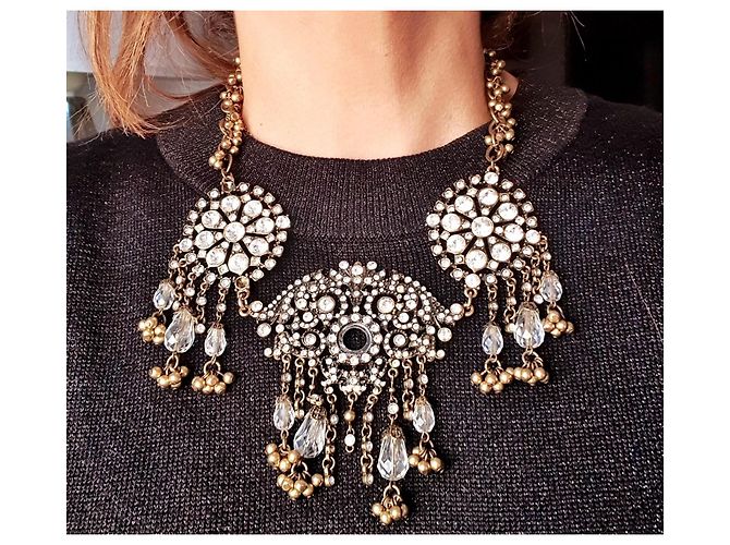Collana plastron Zuhair Murad x Mango ornata di cristalli e perle Argento D'oro - vista 2