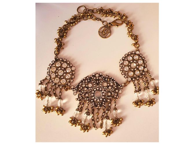 Collana plastron Zuhair Murad x Mango ornata di cristalli e perle Argento D'oro - vista 3