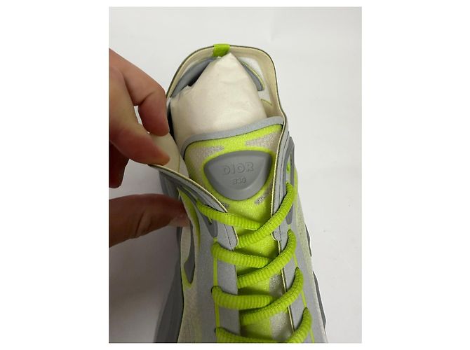 Baskets Dior B30 en toile technique et daim - Gris/Vert - vue 7