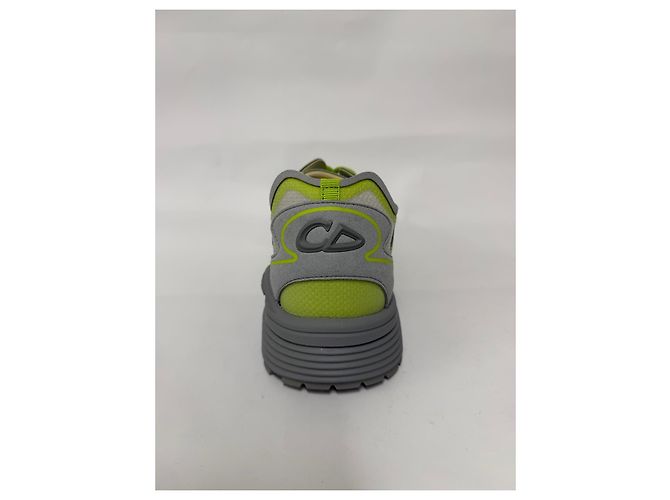 Baskets Dior B30 en toile technique et daim - Gris/Vert Fluo - vue 4