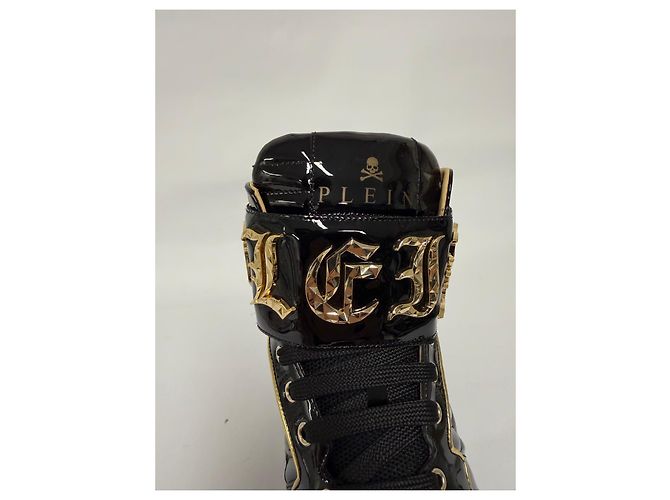 Philipp Plein x Snoop Dogg Sneakers Alte Vernice Nera e Oro Nero D'oro - vista 3