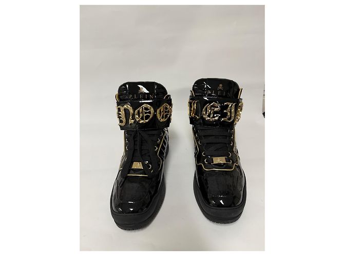 Philipp Plein x Snoop Dogg Sneakers Alte Vernice Nera e Oro Nero D'oro - vista 9
