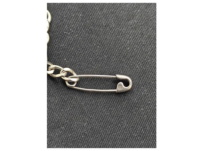 Balenciaga Bracciale a Catena Placca Logo e Strass Argento - vista 3