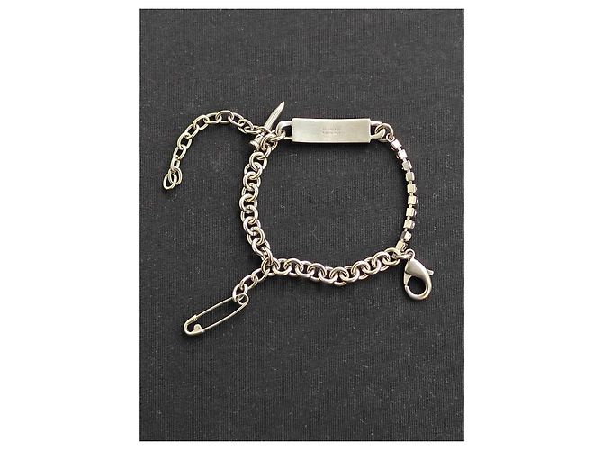 Balenciaga Bracciale a Catena Placca Logo e Strass Argento - vista 6