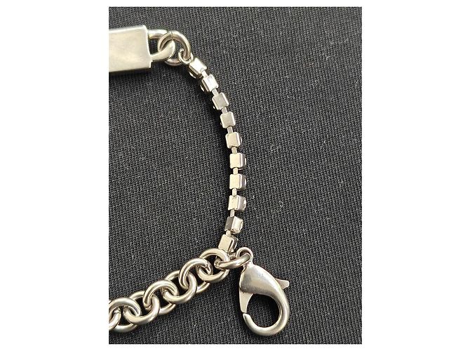 Balenciaga Bracciale a Catena Placca Logo e Strass Argento - vista 8