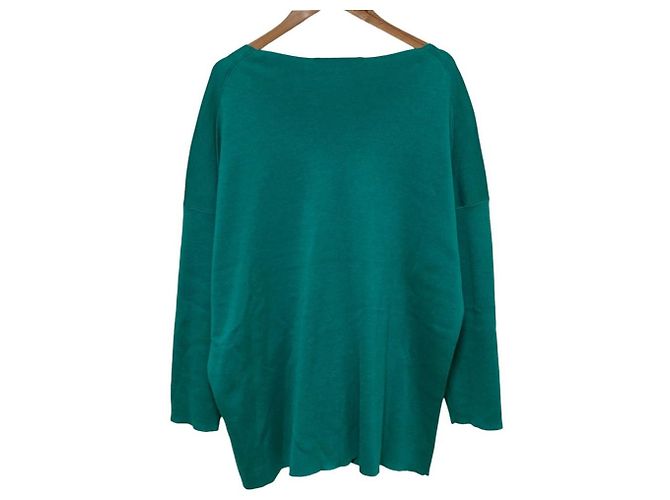 Autre Marque MUSE de Deuxieme Classe Pullover de malha V-neck em algodão e seda Verde - vista 3