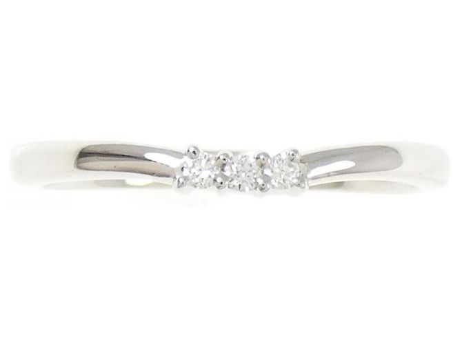 Autre Marque Pt900 Platinring mit drei Diamanten Silber - Ansicht 2