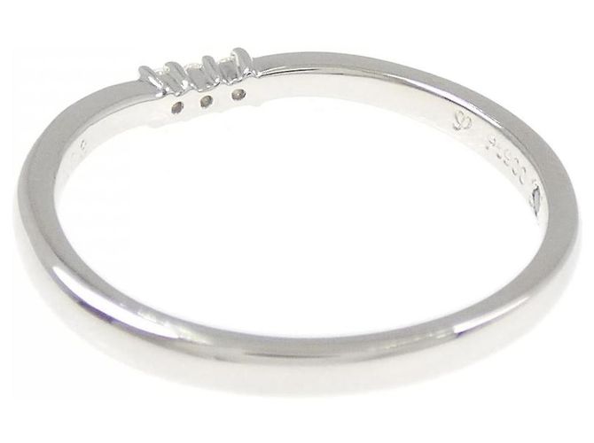 Autre Marque Pt900 Platinring mit drei Diamanten Silber - Ansicht 3