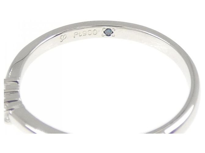 Autre Marque Pt900 Platinring mit drei Diamanten Silber - Ansicht 4