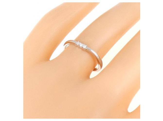 Autre Marque Pt900 Platinring mit drei Diamanten Silber - Ansicht 5