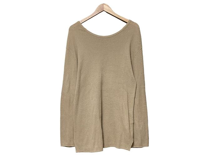 Autre Marque Deuxieme Classe Langärmeliges Waffelstrick-Oberteil Beige - Ansicht 3