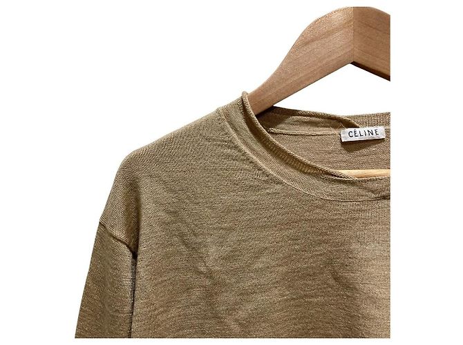 16 Céline Top de malha de lã e seda Celine Bege - vista 2