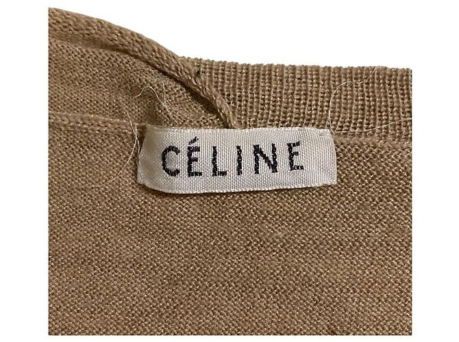 16 Céline Top de malha de lã e seda Celine Bege - vista 5