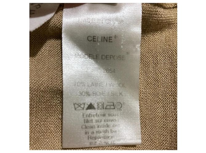 16 Céline Top de malha de lã e seda Celine Bege - vista 7