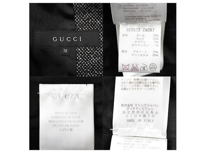 Casaco ajustado Gucci em tweed de lã e seda Preto Branco - vista 10
