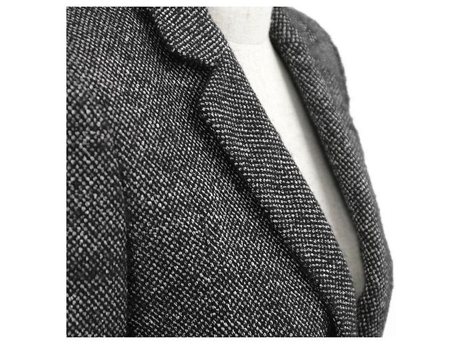 Casaco ajustado Gucci em tweed de lã e seda Preto Branco - vista 12