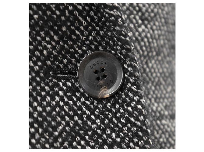 Casaco ajustado Gucci em tweed de lã e seda Preto Branco - vista 3