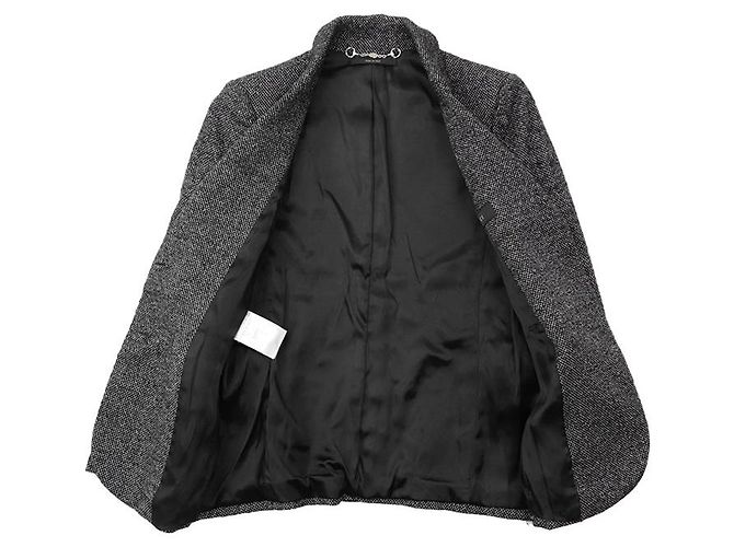 Casaco ajustado Gucci em tweed de lã e seda Preto Branco - vista 7