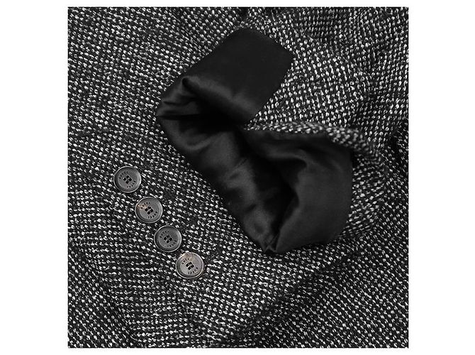 Casaco ajustado Gucci em tweed de lã e seda Preto Branco - vista 8