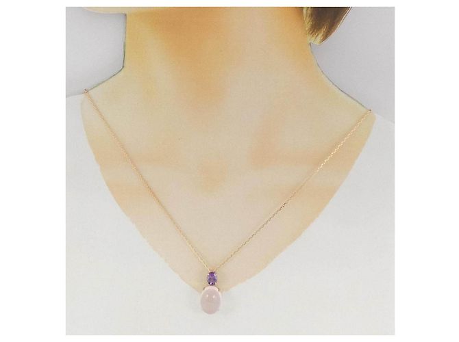Autre Marque Collana GSTV Rose Quartz Au750 Rosa - vista 6