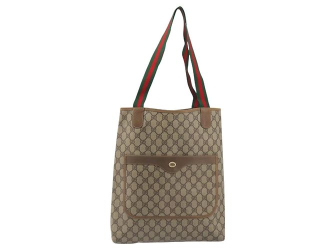 GUCCI GG Supreme Web Sherry Line Tote Bag PVC Beige 89 02 003 - vista 2