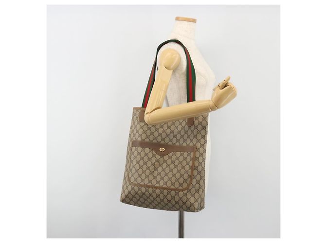 GUCCI GG Supreme Web Sherry Line Tote Bag PVC Beige 89 02 003 - vista 22