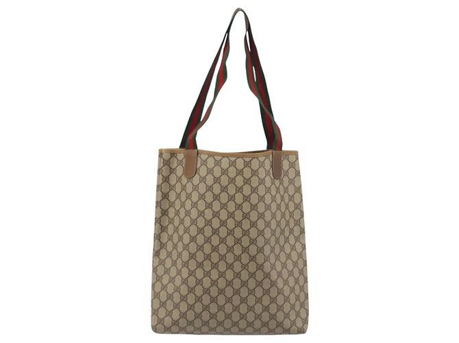 GUCCI GG Supreme Web Sherry Line Tote Bag PVC Beige 89 02 003 - vista 3