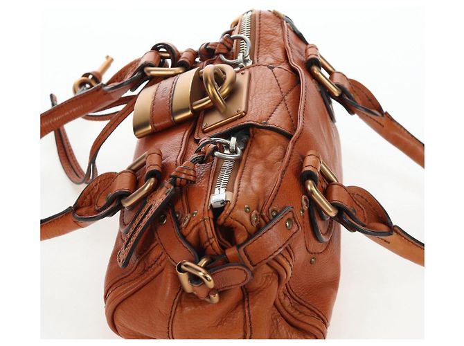 Chloé Chloe Paddington Hand Bag Leather Brown Gold Tone - vista 6