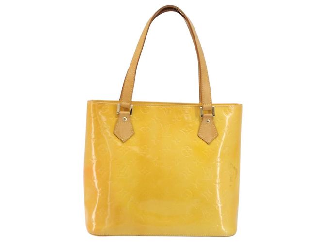 LOUIS VUITTON Monogram Vernis Houston Hand Bag Lime Yellow M91055 - vista 13