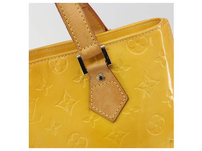 LOUIS VUITTON Monogram Vernis Houston Hand Bag Lime Yellow M91055 - vista 19