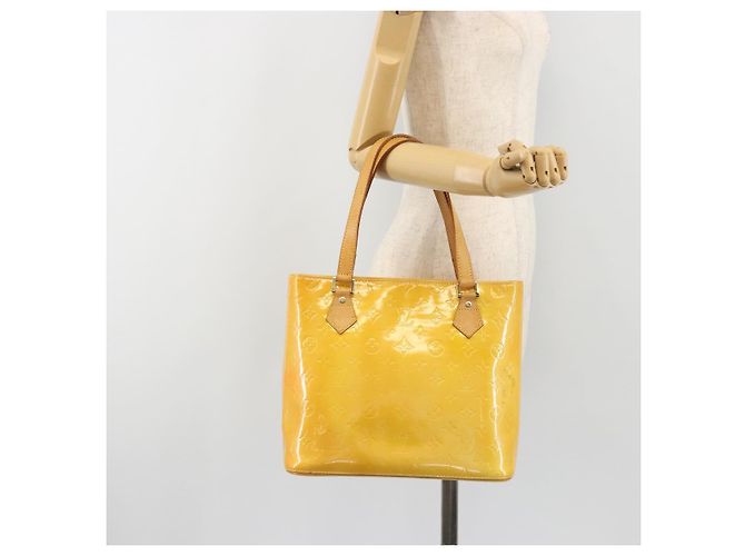 LOUIS VUITTON Monogram Vernis Houston Hand Bag Lime Yellow M91055 - vista 27