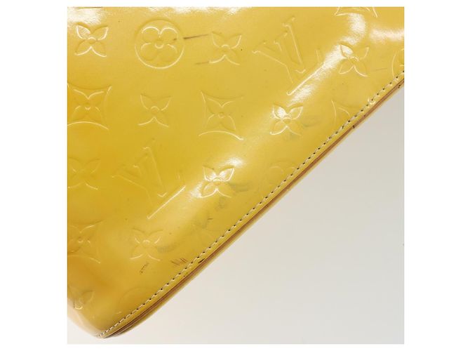 LOUIS VUITTON Monogram Vernis Houston Hand Bag Lime Yellow M91055 - vista 8