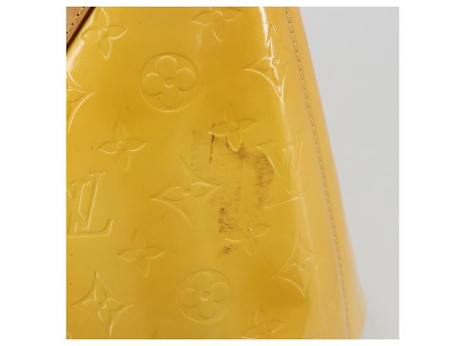 LOUIS VUITTON Monogram Vernis Houston Hand Bag Lime Yellow M91055 - vista 9