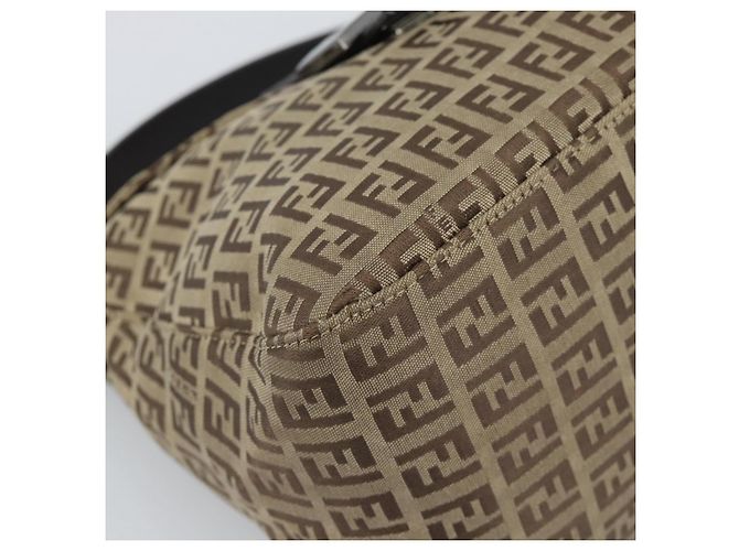 FENDI Zucchino Canvas Mamma Baguette Bag Beige Silver 8BR004 - vista 11