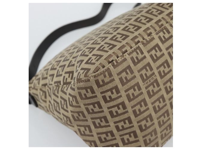 FENDI Zucchino Canvas Mamma Baguette Bag Beige Silver 8BR004 - vista 13