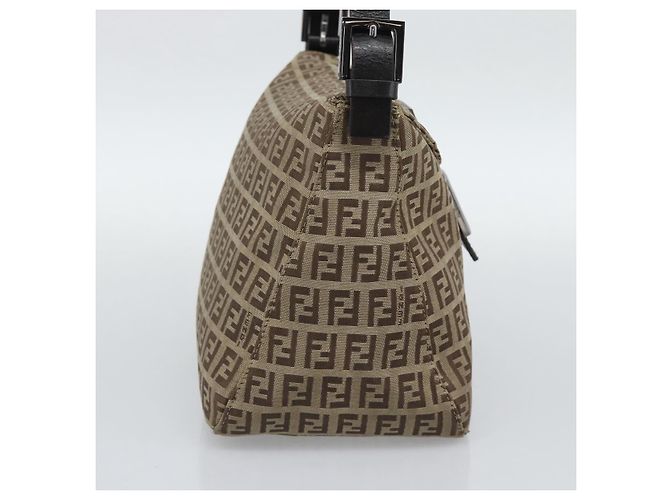 FENDI Zucchino Canvas Mamma Baguette Bag Beige Silver 8BR004 - vista 4