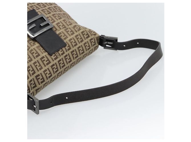 FENDI Zucchino Canvas Mamma Baguette Bag Beige Silver 8BR004 - vista 7