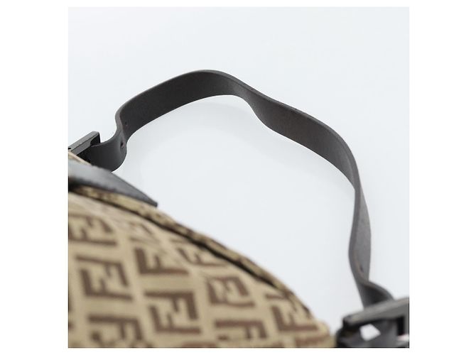 FENDI Zucchino Canvas Mamma Baguette Bag Beige Silver 8BR004 - vista 8