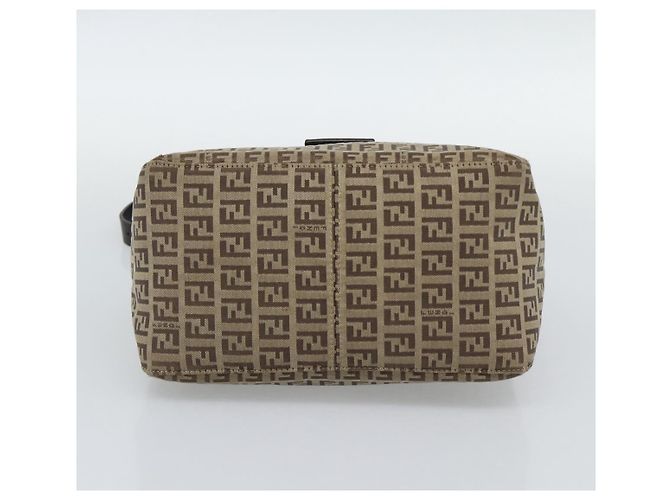 FENDI Zucchino Canvas Mamma Baguette Bag Beige Silver 8BR004 - vista 9