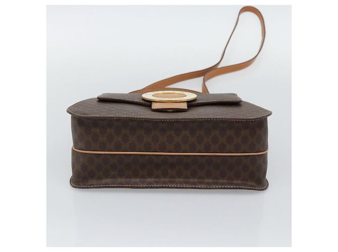 Céline CELINE Macadam Canvas Circle Hand Bag PVC Leather 2way Brown Gold - vista 11