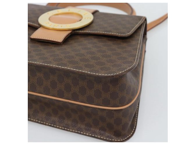 Céline CELINE Macadam Canvas Circle Hand Bag PVC Leather 2way Brown Gold - vista 12