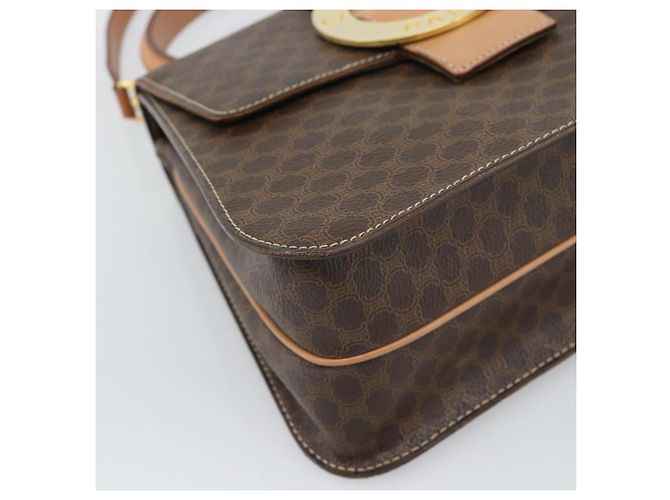 Céline CELINE Macadam Canvas Circle Hand Bag PVC Leather 2way Brown Gold - vista 13