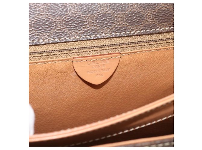Céline CELINE Macadam Canvas Circle Hand Bag PVC Leather 2way Brown Gold - vista 17