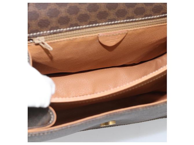 Céline CELINE Macadam Canvas Circle Hand Bag PVC Leather 2way Brown Gold - vista 18