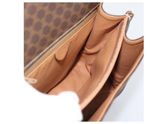 Céline CELINE Macadam Canvas Circle Hand Bag PVC Leather 2way Brown Gold - vista 19
