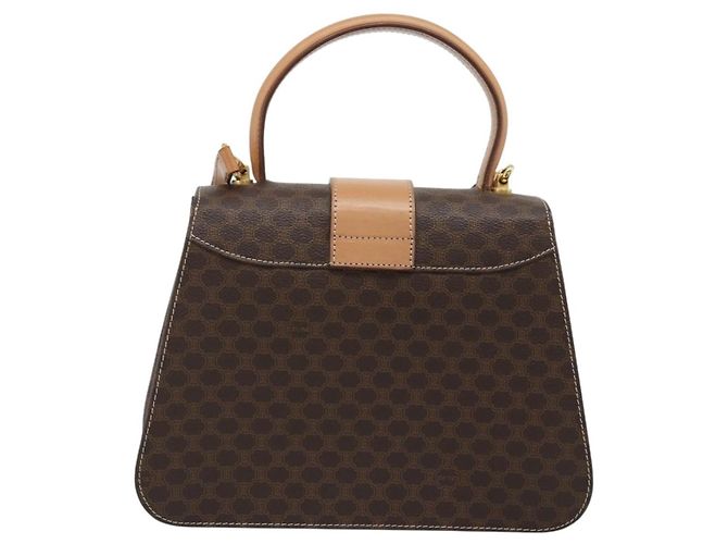 Céline CELINE Macadam Canvas Circle Hand Bag PVC Leather 2way Brown Gold - vista 3