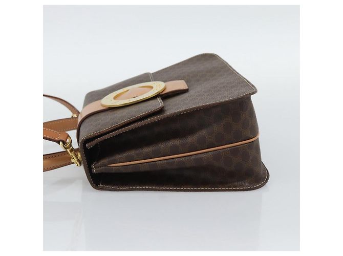 Céline CELINE Macadam Canvas Circle Hand Bag PVC Leather 2way Brown Gold - vista 4