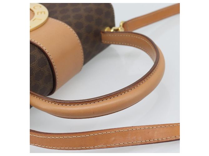 Céline CELINE Macadam Canvas Circle Hand Bag PVC Leather 2way Brown Gold - vista 7