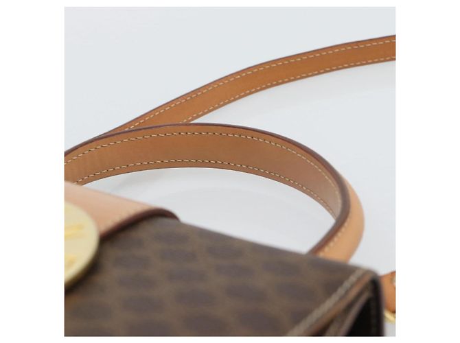 Céline CELINE Macadam Canvas Circle Hand Bag PVC Leather 2way Brown Gold - vista 8