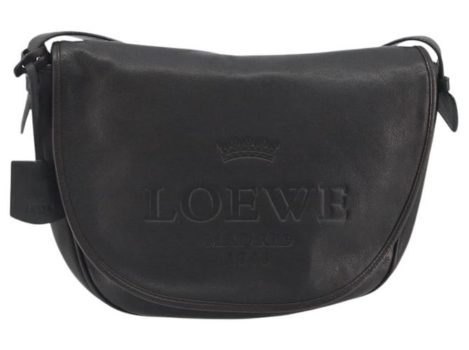 LOEWE Shoulder Bag Leather Dark Brown Gold Tone - vista 13